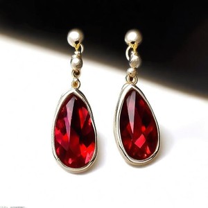 พลอยโกเมนสไตล์เรียบง่าย925ต่างหูห้อยเงินสเตอร์ลิงแข็งสำหรับผู้หญิงเครื่องประดับแฟชั่นทำด้วยมือ - Product Image 4