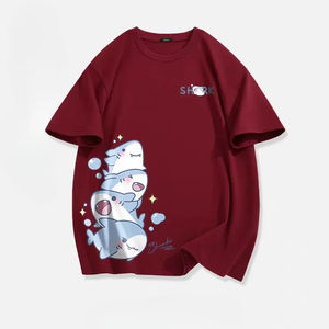 Camiseta de Manga Corta para Hombre, Verano 2025, Transpirable, de Seda Helada, Azul, con Estampado de Tiburón, Corte Holgado - Product Image 3