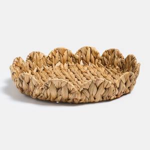 Scalloped <b>water</b> hyacinth tray dessert drink serving trays top sales natural fiber <b>container</b> - Product Image 2