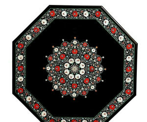 Gran demanda de decoración de interiores con incrustaciones de mármol negro Octágono de mesa disponible a un precio asequible de la India - Product Image 2