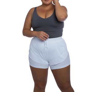 Shorts Deportivos de Talla Grande con Paneles de Malla, Cintura Alta, Transpirables, para Gimnasio, Entrenamiento, con Ajuste Cómodo y Elástico - Product Image 1