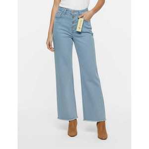 Vaqueros de mezclilla de cintura alta para mujer Lollypop, pantalones de pierna ancha con botones decorativos, lavables, transpirables, con estampado animal, estilo acampanado y corte lápiz. - Product Image 1