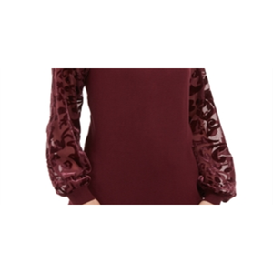 INC International Concepts Maglione da donna con maniche in velluto Burnout rosso X-Large-per l'autunno - Product Image 3