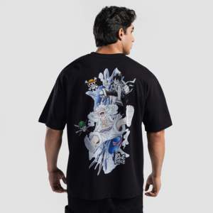 T-shirt en jersey noir uni léger Base One, 100 % coton, 300 g/m², coupe oversize, vêtements compressés avec étiquette personnalisée - Product Image 1