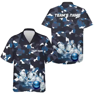Chemise de bowling pour hommes personnalisée nouveau style impression par sublimation OEM chemises de bowling confortables à manches courtes et à séchage rapide avec logo - Product Image 4