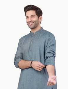 Shalwar Kameez pour hommes élégants en tissu de qualité supérieure de couleur unie classique pour une tenue pakistanaise décontractée shalwar kameez - Product Image 5