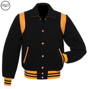 Veste en cuir de haute qualité personnalisée OEM Streetwear d'hiver Bomber de sport col montant veste d'université brodée en chenille - Product Image 4