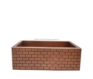 Fregadero de cocina de cobre con acabado antiguo, cuadrado, calibre pesado, estándar americano, patrón de Argyle de alta calidad, granja martillada clásica - Product Image 4