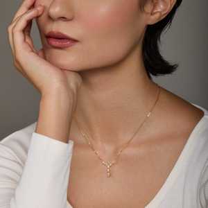 Collier en argent 92,5 plaqué or et rhodium, motif goutte d'eau et lettre, style religieux, chaîne tendance pour cadeau de mariage - Réf. 191312 - Product Image 3
