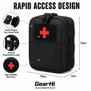 Bolsa de Primeros Auxilios IFAK de Desgarre Rápido, Porta-Medicamentos de Despliegue Rápido, Control de Hemorragias, MOLLE, 1000D Cordura Nylon GearHi - Product Image 4