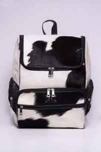 Mochila para portátil de piel de vaca de gran capacidad Vintage forro de PVC patrón geométrico cierre de cremallera impermeable correa de hombro arqueada - Product Image 4