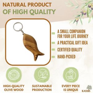 Personalized Eco-Friendly Olive Wood Fish Keychain 8 X 3 cm <b>Custom</b> Engraved Gravure Printed Christian <b>Key</b> Ring Handmade - Product Image 2