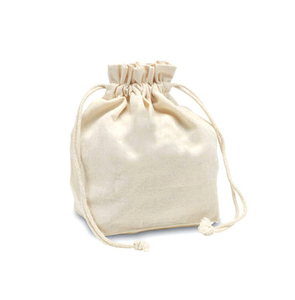Bolsas de compras de lona de algodón de color crema con asa con cordón de proveedor indio - Product Image 1