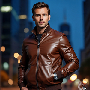 Chaqueta de cuero de PU con letras de gran tamaño para hombre, chaquetas de cuero ajustadas con botón de cuerno para hombre, abrigo de cuero de motocicleta holgado personalizado para hombre - Product Image 5