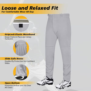 Pantalon de Softball en Coton Polyester pour Jeunes Couleur Gris Clair Vêtements de Sport Pantalon de Baseball Léger à Séchage Rapide avec Boucle de Ceinture - Product Image 4