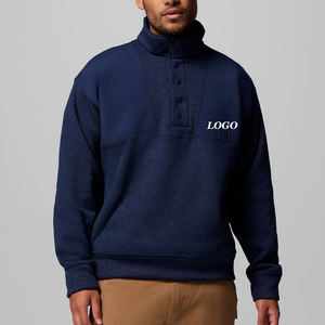 Sweat-shirt décontracté de haute qualité pour hommes avec col montant et boutons, logo personnalisé, matière douce, prix avantageux pour les acheteurs en gros - Product Image 1