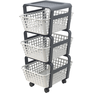 Italian-Made Modula <b>Storage</b> Trolley with Wheels Three <b>Shelves</b> 9 Kg Ice Capacity 41.5 X 29 X 75 cm for Home Organization - Product Image 2