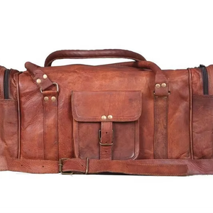 กระเป๋าดัฟเฟิลกระเป๋าเดินทางสไตล์วินเทจหนังแพะแท้ความจุขนาดใหญ่สายคล้องไหล่สำหรับเล่นกีฬายิม - Product Image 1