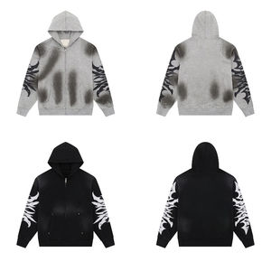 Venta al por mayor de alta calidad 100% algodón 400G de gran tamaño Complexcon Zip-up Monkey Wash Rivet Print Streetwear hombres sudaderas con capucha y sudadera - Product Image 1