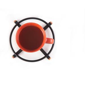 Dessous de plat en métal minimaliste soudé à la main, velours noir avec extrémités en cuivre support de pot cadeau de pendaison de crémaillère élégant - Product Image 2