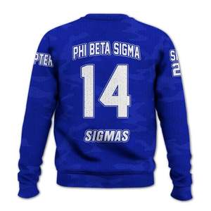 Phi Beta Sigma 1914 Fraternité Acrylique Pull En Tricot Bleu Blanc Chenille Lettres Grecques Sigma Beta Pull Vêtements - Product Image 4
