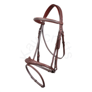 สายบังเหียนแบบซับน้ำได้ดีสไตล์วินเทจสำหรับเครื่องแต่งจมูกแบบกว้างของม้าพร้อมสายคาดคิ้วแบบหมุดโลหะและลายดอกโคลเวอร์ - Product Image 2