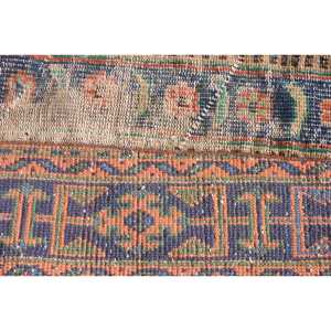 Alfombra Vintage, Alfombra Pequeña de 1.6x3.2 pies, Alfombra Turca de Lana Ikat Azul - Product Image 5