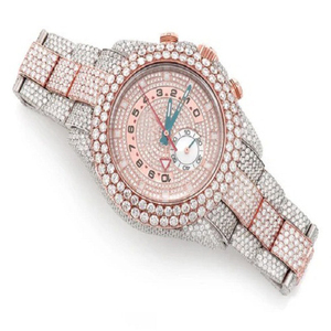 Glamorous 41 MM Nueva colección de lujo Full Iced Out Diamond Watch Dos tonos Rose White Moissanite Watch Unique Bezel Set Hip Hop - Product Image 3