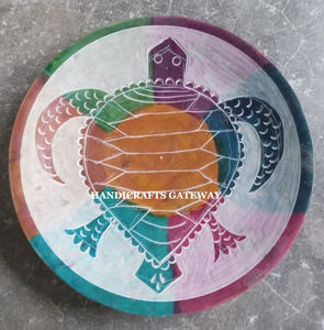 Soporte de palo de incienso de esteatita de forma redonda multicolor, diseño de tallado hecho a mano, superficie brillante utilizada para la decoración del hogar y la Oficina - Product Image 1