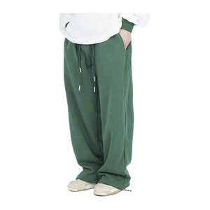 High Quality <b>Loose</b> Straight <b>Men's</b> Pants Baggy Flared Cotton French Terry Wide Leg Stacked Sports Joggers Custom <b>Trousers</b> - Product Image 1