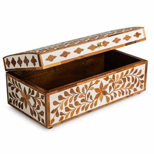 Caja de Almacenamiento de Joyas Rectangular de Estilo Europeo Antiguo, Hecha a Mano con Incrustaciones de Madera de Acacia Pulida, Embalaje de la Mejor Calidad - Product Image 5