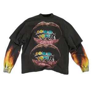 Nouveauté, logo personnalisé, impression de haute qualité, double couche, manches longues, poids lourd, délavé à l'acide, t-shirt 100% coton pour hommes - Product Image 4