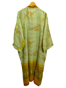 Kimono d'été de luxe, couverture de bikini, robe longue de nuit, kimono sari indien vintage en soie recyclée fait à la main, - Product Image 6