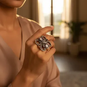 Luxury <b>Dainty</b> Ruby Diamond <b>Ring</b> for Women Yellow Gold Plating Fine Jewelry with Cut Gemstone Inlay Stylish Wedding Jewelry - Product Image 2