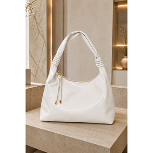Elegante Bolso de Mano y Hombro Color Crudo con Detalle de Cordón - Product Image 1