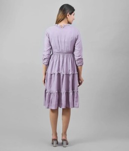 Robe mi-longue en coton imprimé bloc de main indienne nouvelle tenue d'été décontractée à la mode taille naturelle écologique pour la Saint-Valentin - Product Image 3