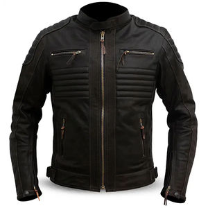 Veste de moto en cuir et laine camouflage pour homme, vente chaude, hiver, avec design et logo personnalisés, fermeture éclair intégrale - Product Image 1