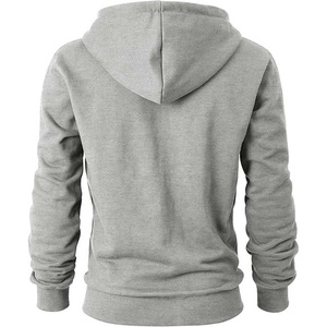 <b>Mens</b> 100% Cotton Gray Zip-Up <b>Hoodie</b> Solid Color Fleece Sweatshirt Front Pocket Regular Fit Casual Winter Wear OEM Service - Product Image 2