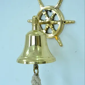 Türklingel mit Schiffs rad Wandbehang Dekor (Messing) 4 Zoll Glocke, glänzendes Messing