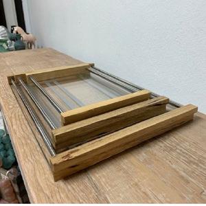 Juego de 3 bandejas de acrílico y madera personalizadas con formas elegantes perfectas para vajilla elegante en accesorios de cocina - Product Image 1