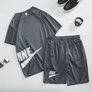 Vente chaude unisexe soleil fané 100% coton 2 pièces tenues T-shirt et short ensemble deux pièces hommes t-shirt et short ensembles viser - Product Image 1