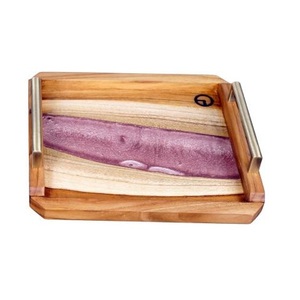 Bandeja de acabado de resina de diseño hecho a mano, vajilla, catering, bandeja de madera para servir comida, desayuno y café, bandeja para servir Pasta usada - Product Image 4