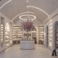 Présentoir d'extérieur, mobilier sur mesure, comptoir de réception pour maquillage, équipement de salon de beauté, poste de travail de salon, vitrine en verre, enseigne néon