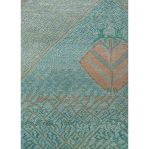 พรมไหมถักมือสีน้ำเงิน Manchaha Luv-647 ลายแบบนามธรรม สำหรับทางเข้าบ้าน ห้องนั่งเล่น รูปทรงสี่เหลี่ยมผืนผ้า เทคนิคการเย็บแบบ Patchwork ทำด้วยมือ - Product Image 3