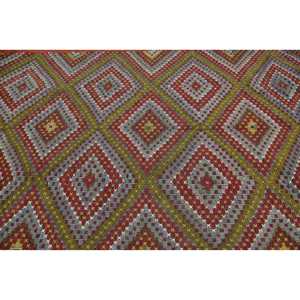 6x44.5 ft Vintage <b>Runner</b> Rug, Turkish <b>Red</b> Ikat Rug - Product Image 5