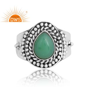 Nouvelle tendance en argent Sterling naturel vert calcédoine pierre précieuse bague bijoux personnalisés pour les femmes cadeau pour elle - Product Image 3