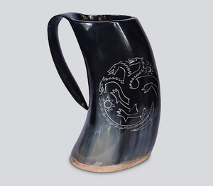 Auténtico Jarro Vikingo de Cuerno de Búfalo Pulido Negro con Asa Integrada, Estilo Nórdico Tradicional, para Cerveza - Product Image 2