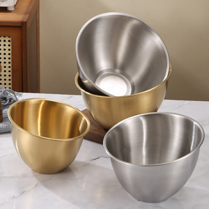 Tazón Inclinado para Ensalada de Acero Inoxidable, Cubo para Ensalada Dorado y Plateado para Barbacoa, Hot Pot, Buffet, Restaurante - Product Image 4