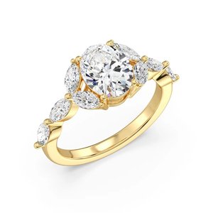 Anillo de compromiso solitario ovalado de 2 quilates con diamante marquesa - Product Image 2