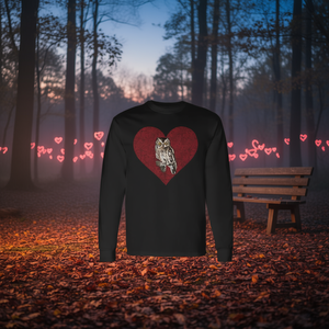 Camiseta de manga larga con diseño de huellas de pájaros de San Valentín de Screech-Owl, diseño de pájaros con bigotes para amantes de las aves - Product Image 3